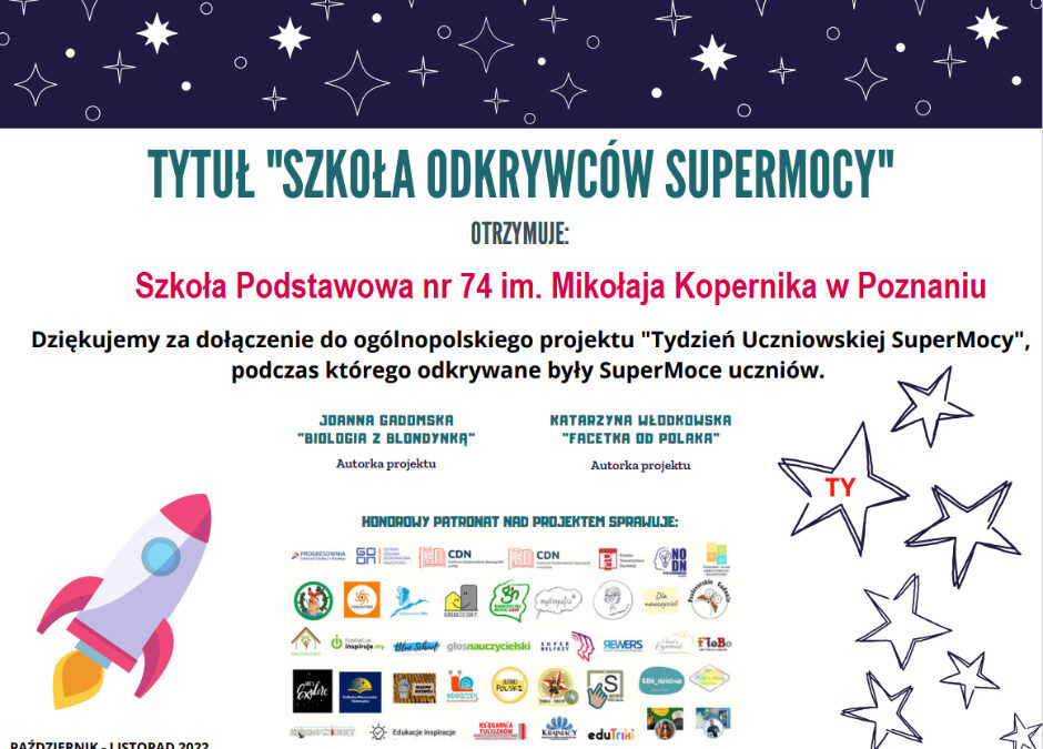 Ogólnopolski Projekt „TYDZIEŃ UCZNIOWSKIEJ SUPERMOCY”